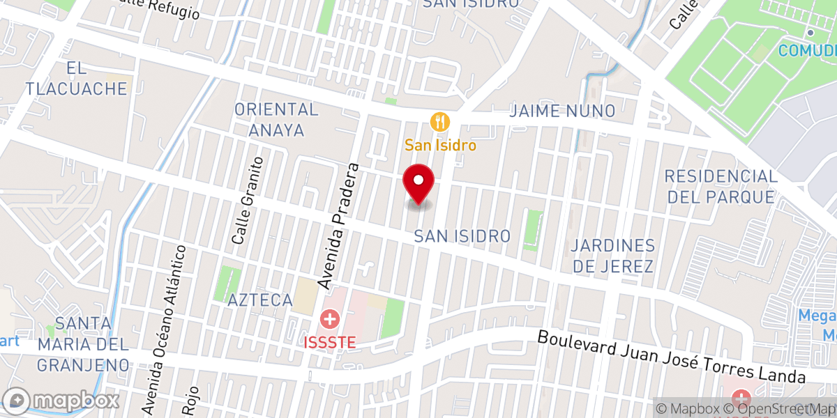 Map showing location of Templo de María Reina de la paz