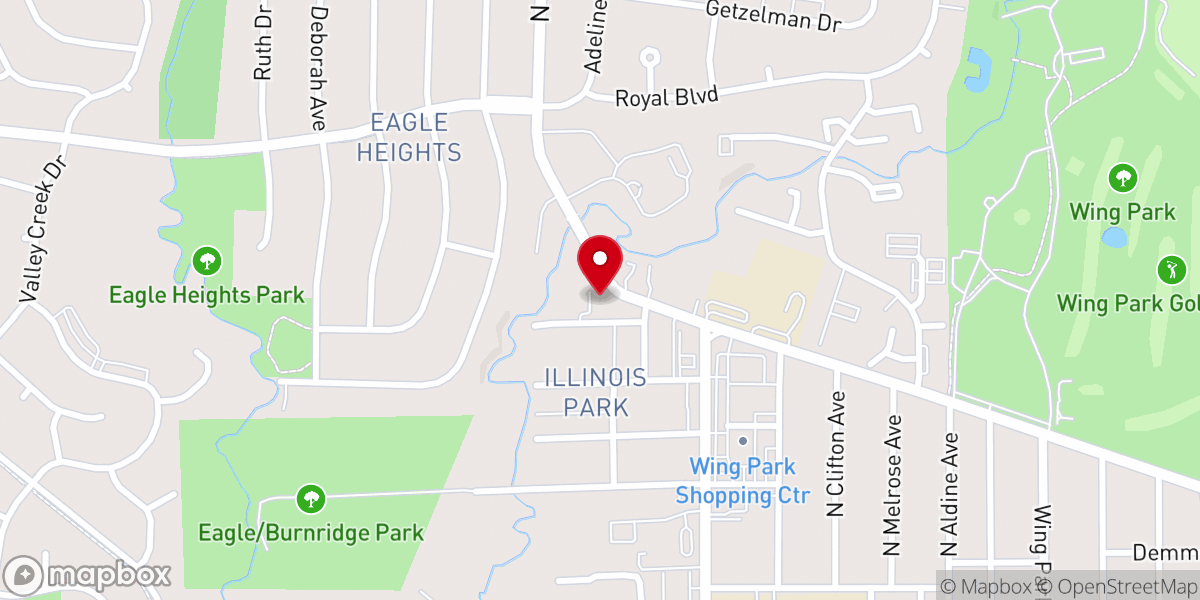 Map showing location of New Hope Baptist Church-Elgin