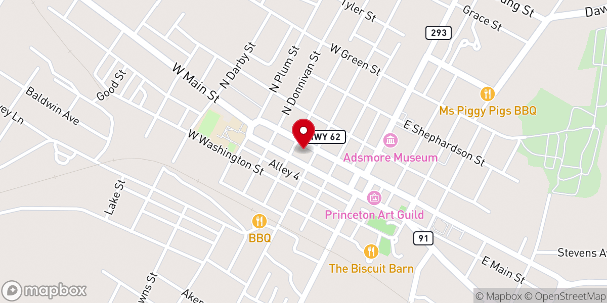 Map showing location of First Baptist Church Princeton