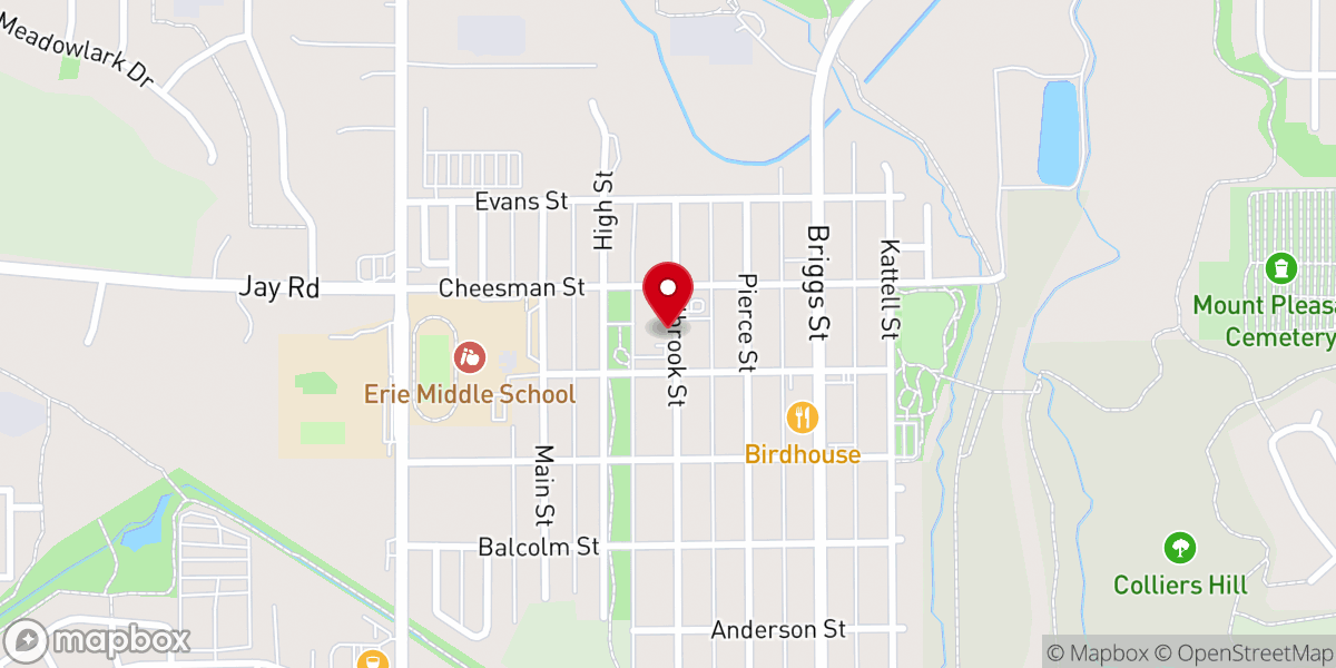 Map showing location of Erie United Methodist Church