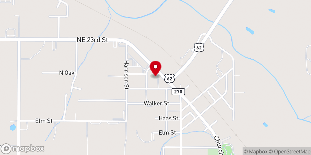 Map showing location of First Baptist Harrah Judo Team
