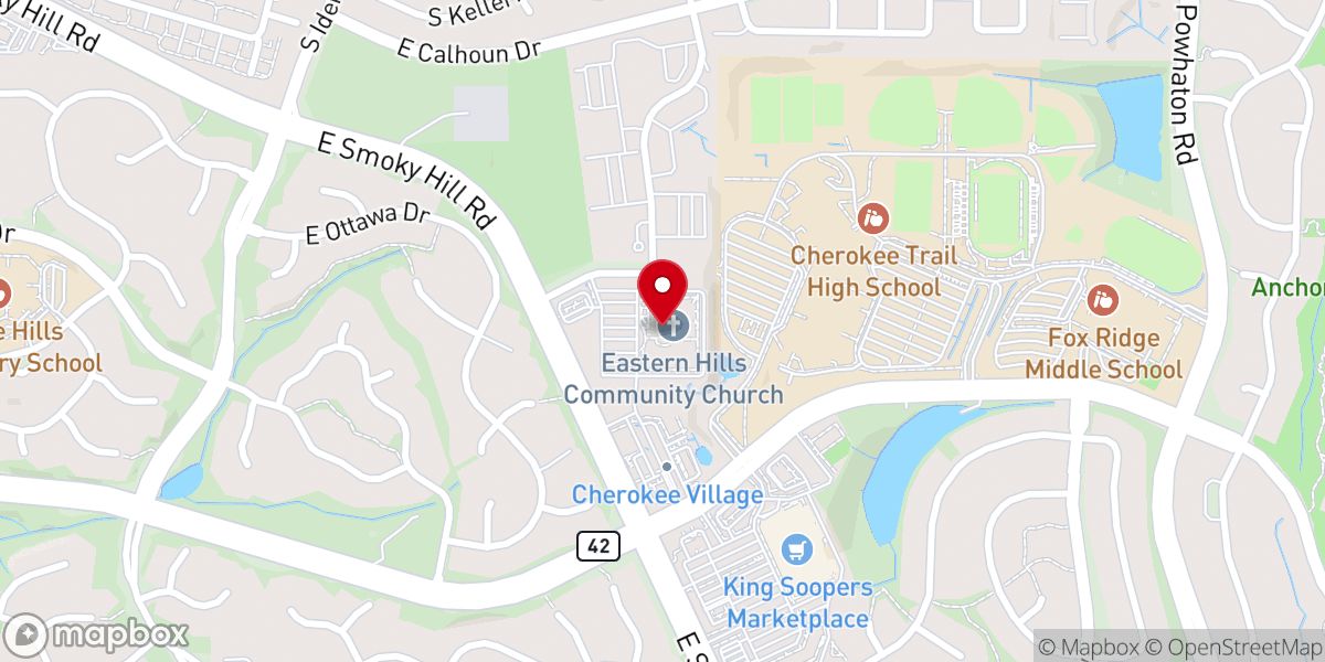Map showing location of EHills Church