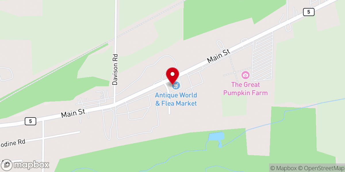 Map showing location of Clarence Hollow Antique Mall & Bonadio Country Store