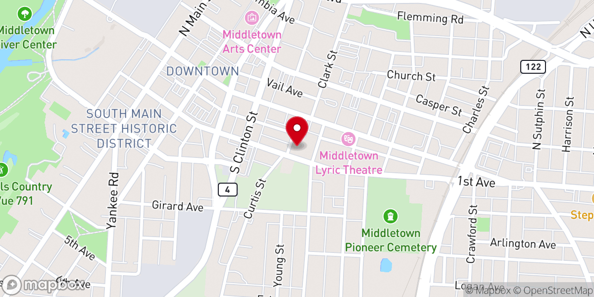 Map showing location of St. John Church