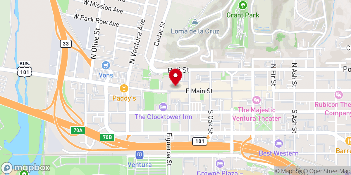 Map showing location of San Buenaventura Mission Gift Shop