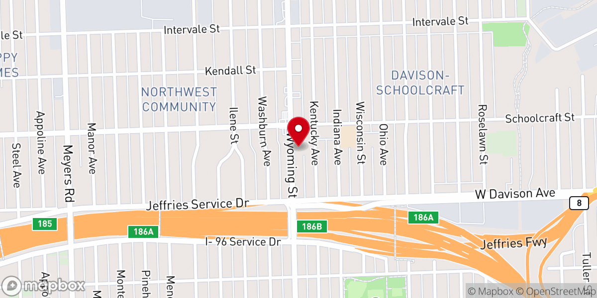 Map showing location of Hamlett Temple Christian Methodist Episcopal Church