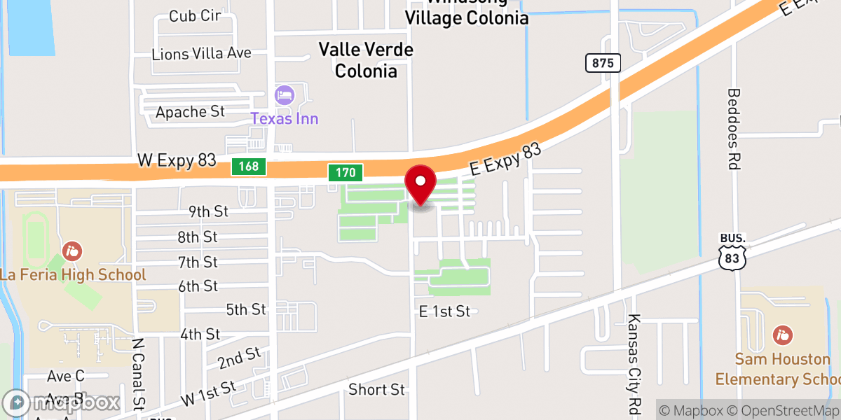 Map showing location of La Feria Church of Christ