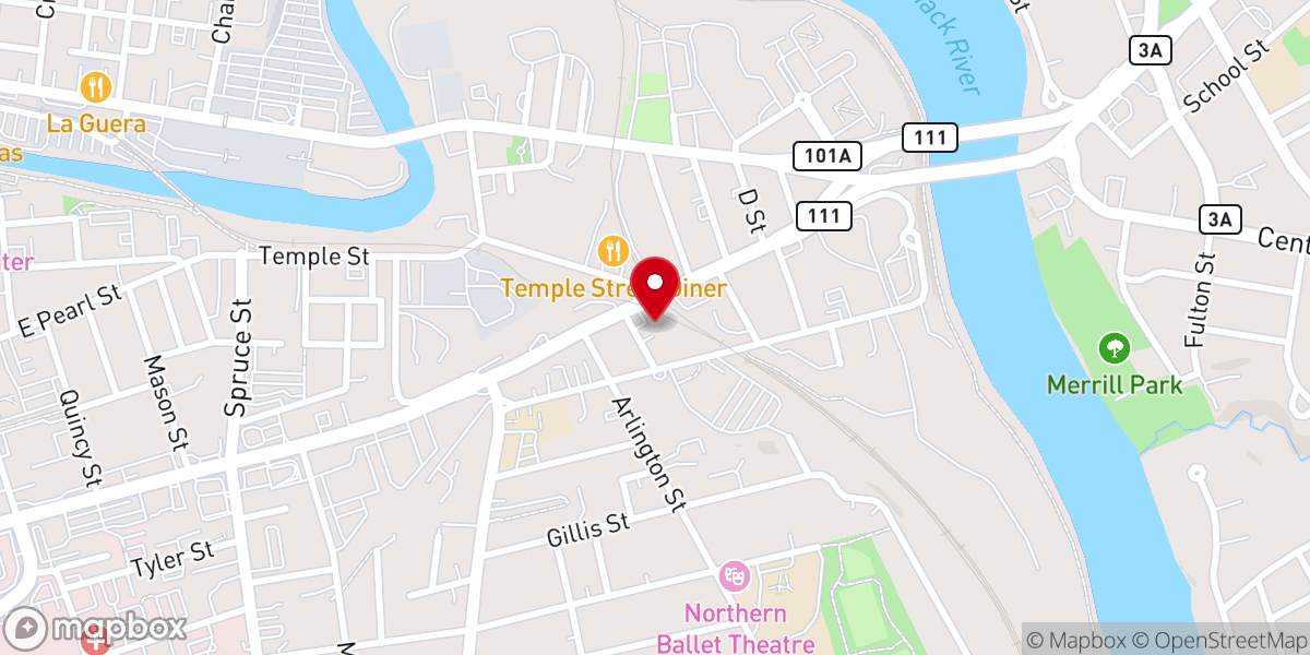 Map showing location of El-Shekkinah Church - Igreja Brasileira em Nashua, NH