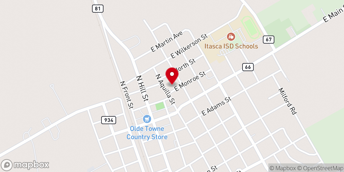 Map showing location of Itasca Church of Christ