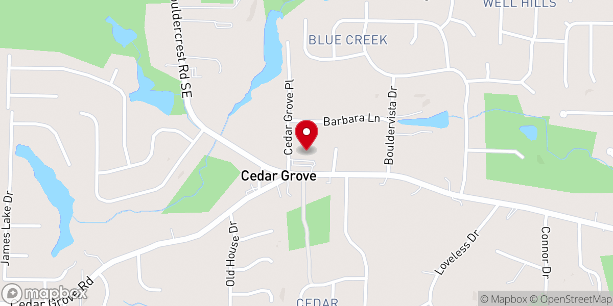 Map showing location of Cedar Grove United Methodist