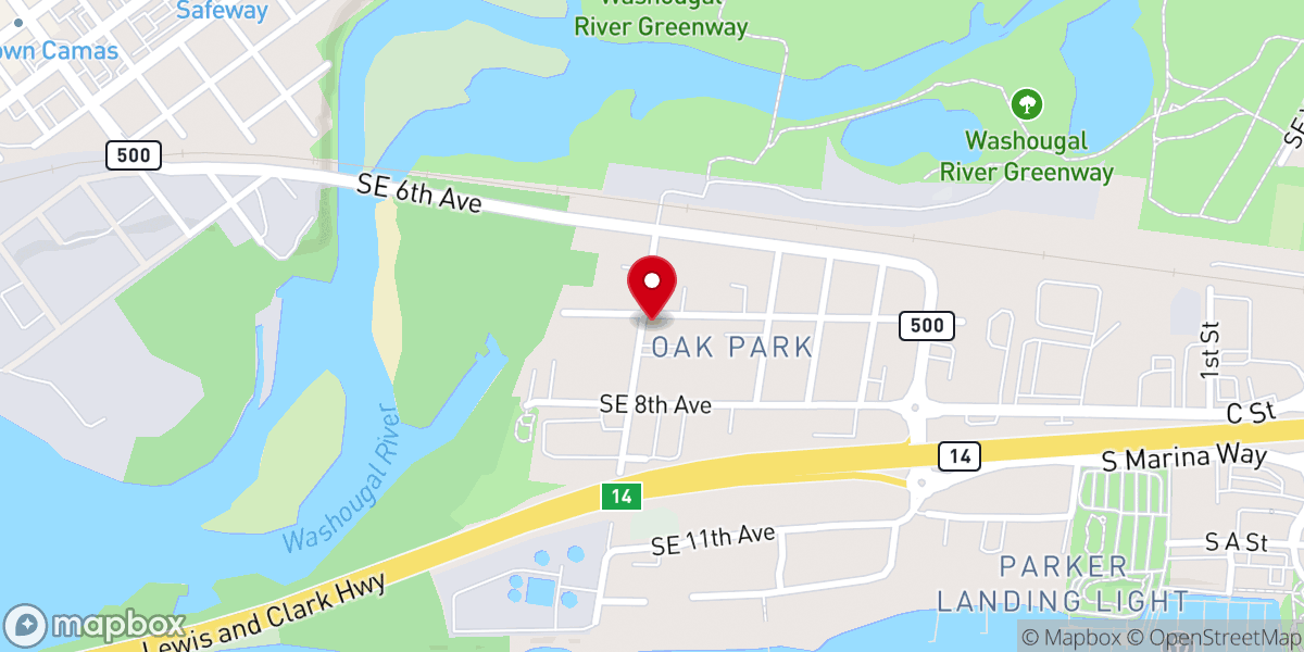 Map showing location of Camas Community Center