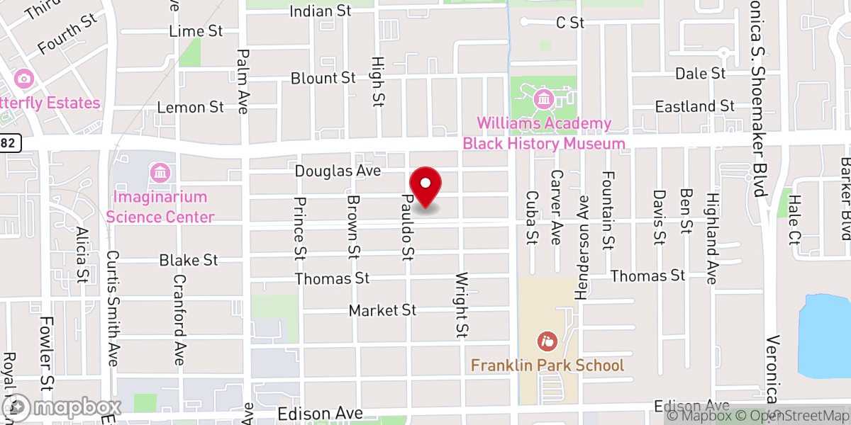 Map showing location of Church of Living God Inc