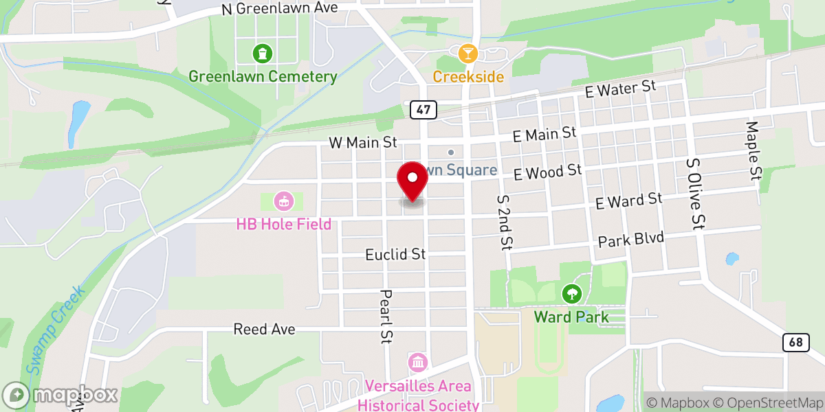 Map showing location of Versailles Christian Church