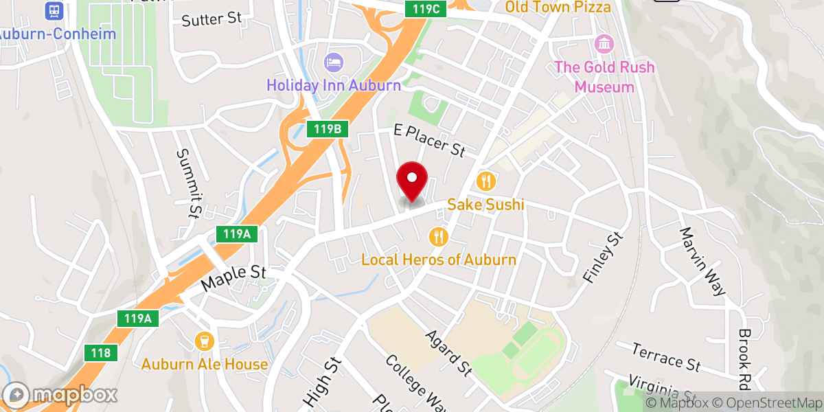 Map showing location of First Church of Christ, Scientist, Auburn, CA