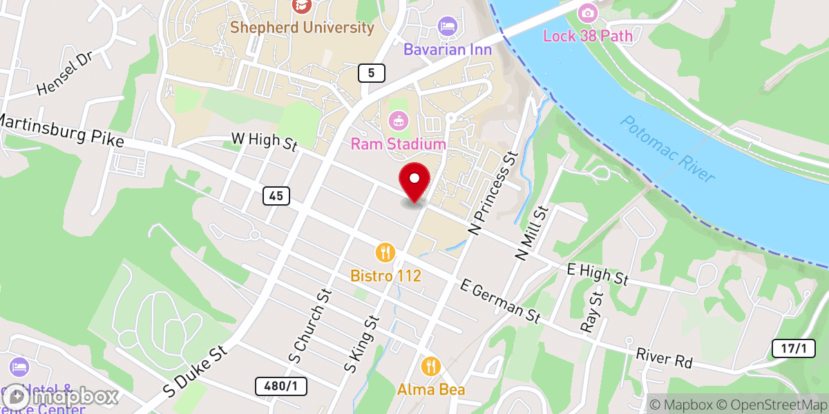 Map showing location of Saint Peters Lutheran Church