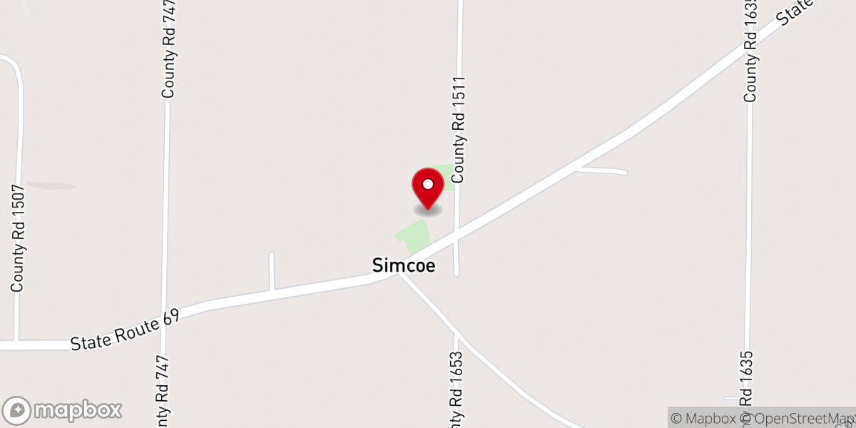 Map showing location of Simcoe Church