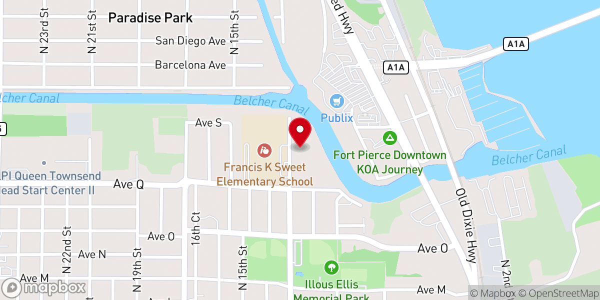 Map showing location of Thirteenth Street Church-God