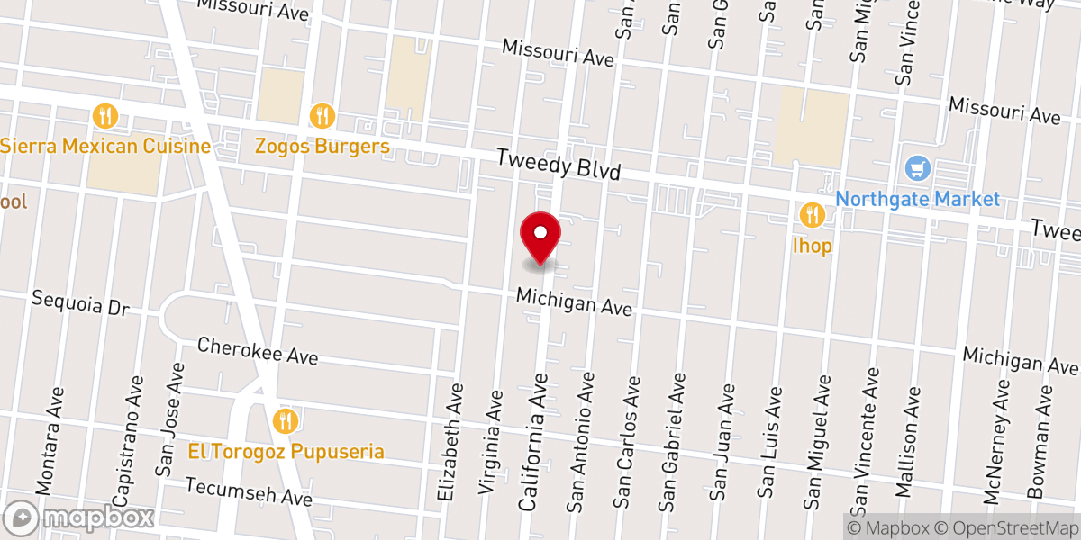 Map showing location of Hope Christian Center