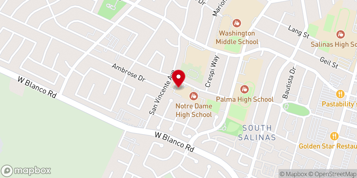 Map showing location of Calvary Chapel Salinas