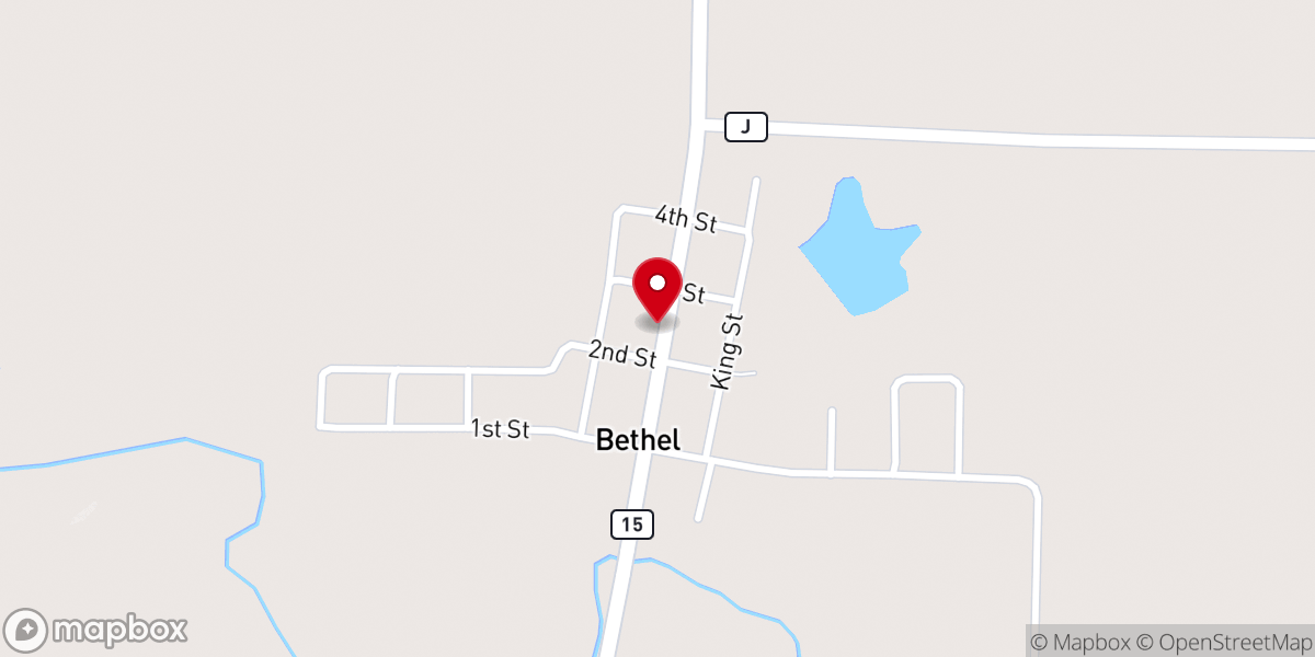 Map showing location of Bethel Christian Church