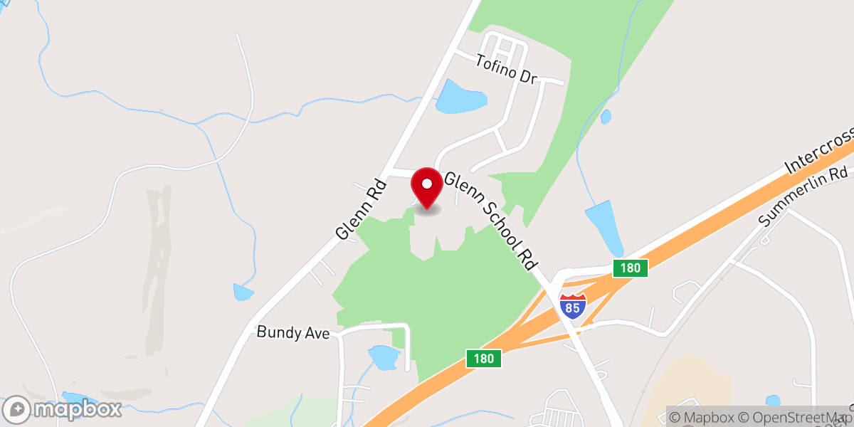 Map showing location of Harvest Glen Baptist Church