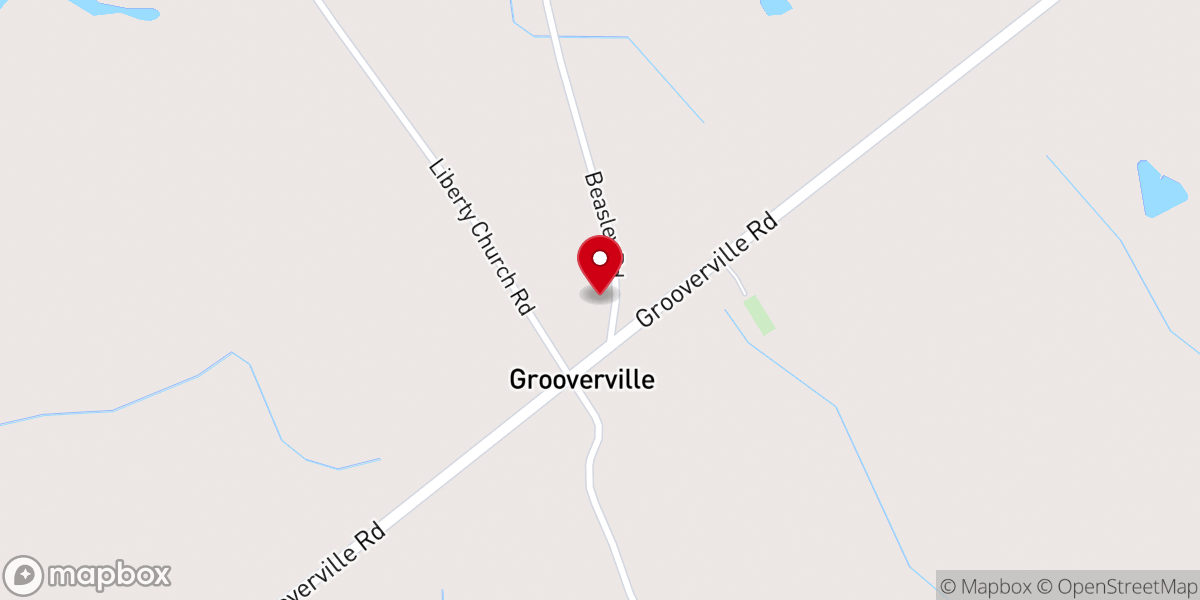 Map showing location of Grooverville Methodist Church