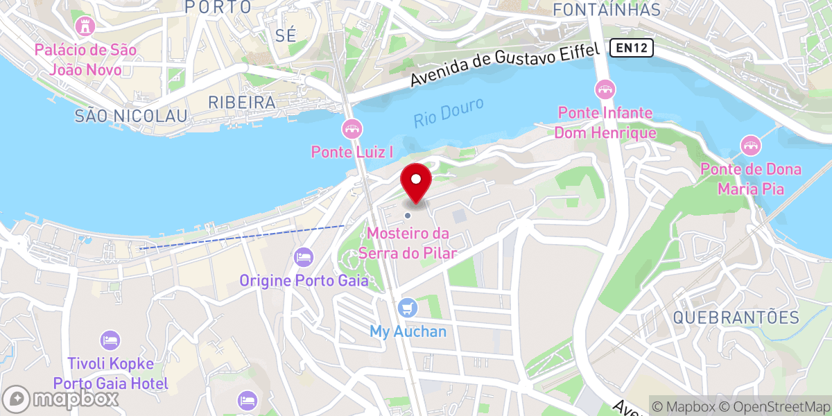 Map showing location of Mosteiro de Santo Agostinho da Serra do Pilar