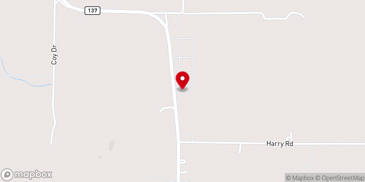 Map showing location of Texas Baptist Church