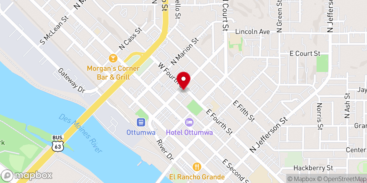 Map showing location of Church of Ottumwa