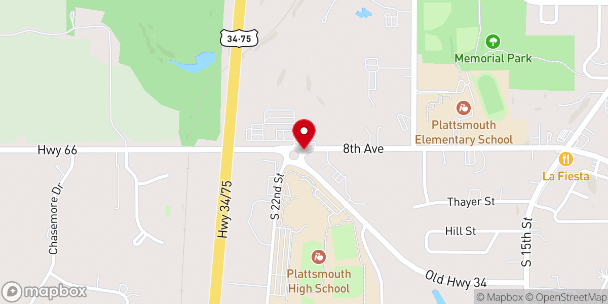 Map showing location of Plattsmouth Bible Church