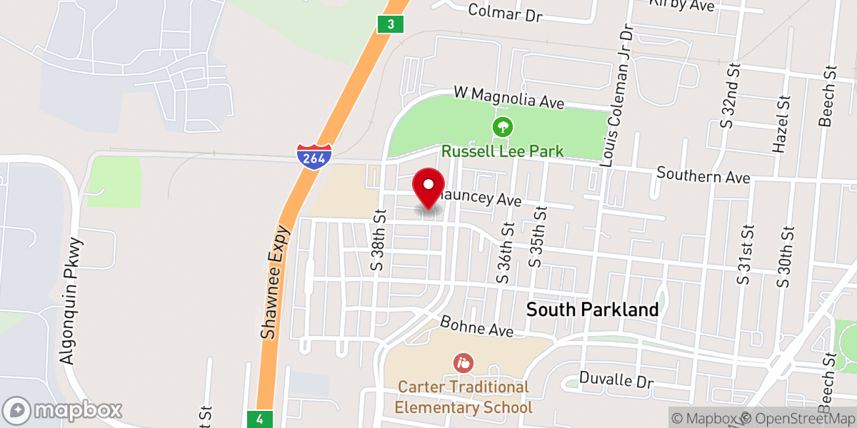 Map showing location of Brown Temple African Methodist Episcopal Zion Church
