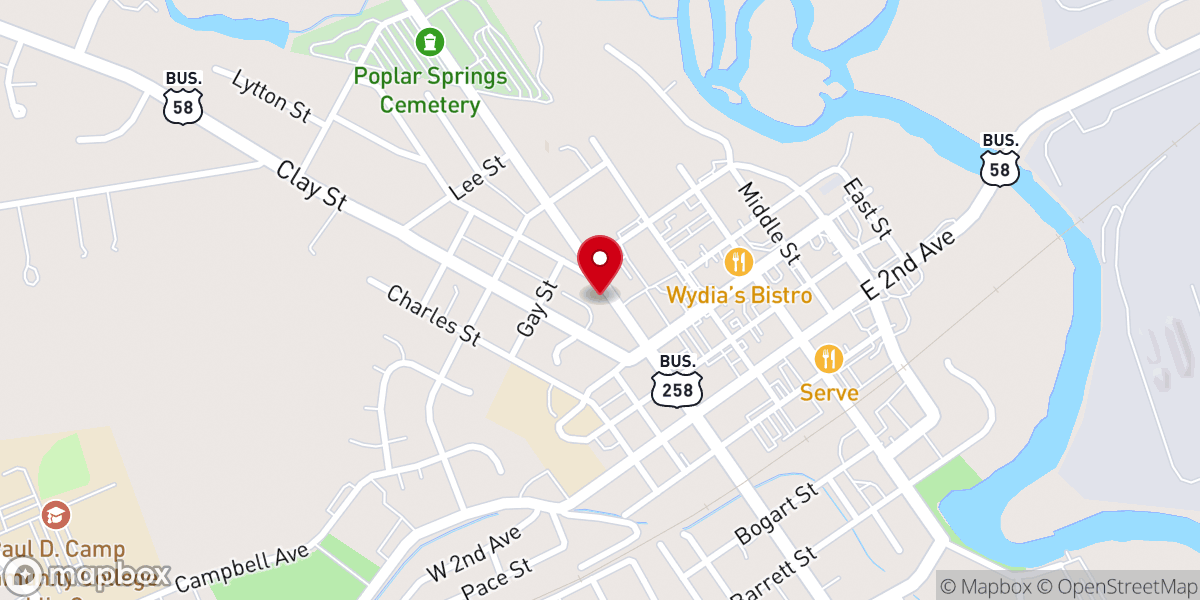 Map showing location of First Christian Church