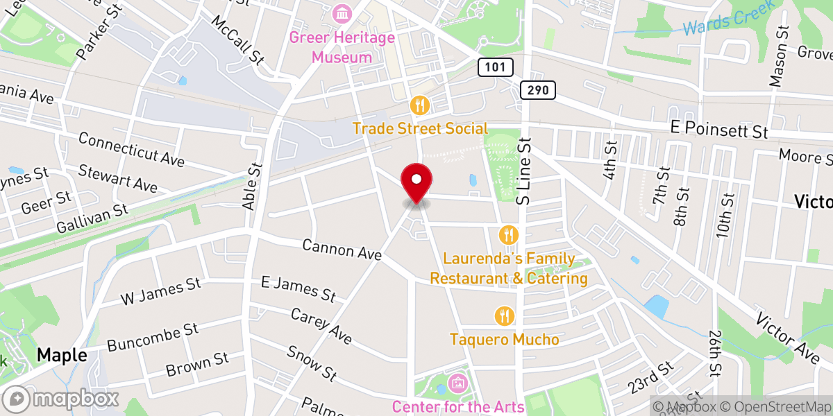 Map showing location of Greer Church of God