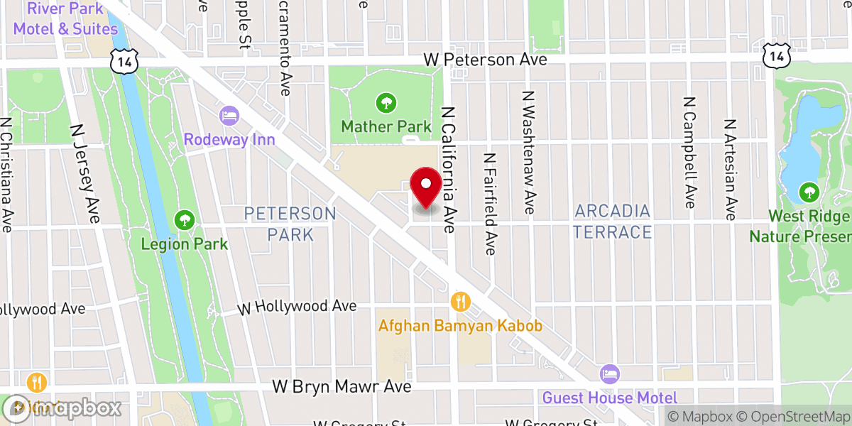 Map showing location of Mount Calvary Lutheran Church