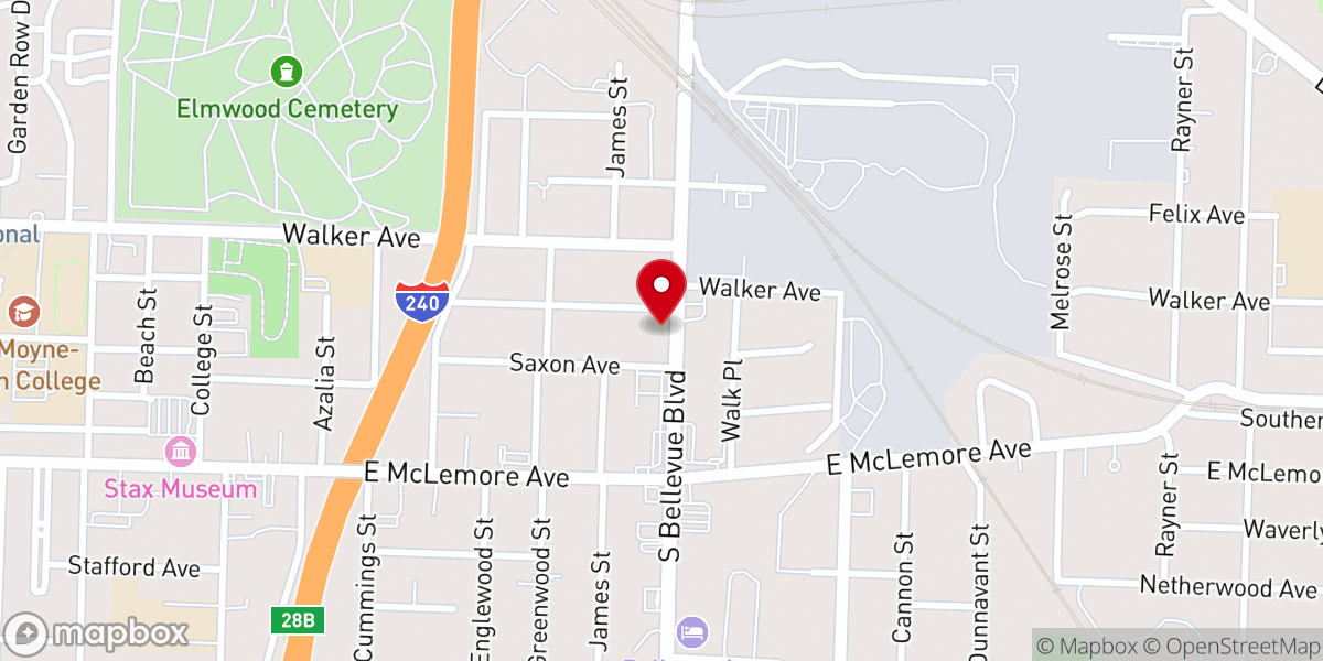 Map showing location of Tennessee Regular Baptist Miss & Education Bm&e State Convention