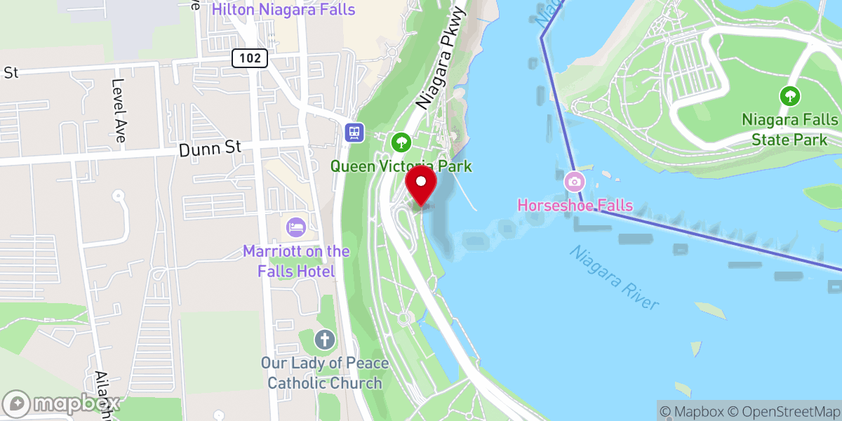 Map showing location of Niagara Falls Lookout