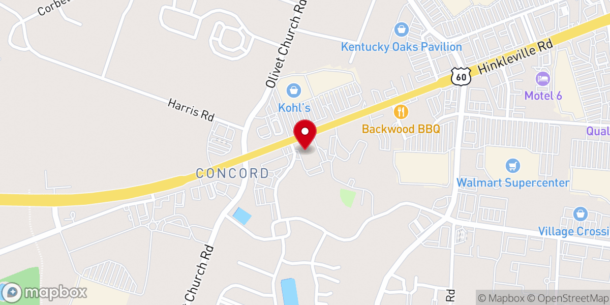 Map showing location of Olivet Baptist Church