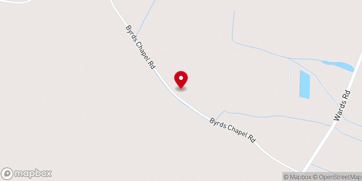 Map showing location of Byrds Chapel