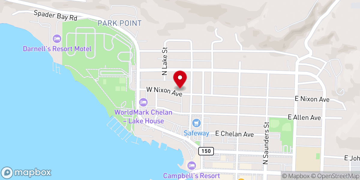 Map showing location of Lake Chelan Lutheran Church