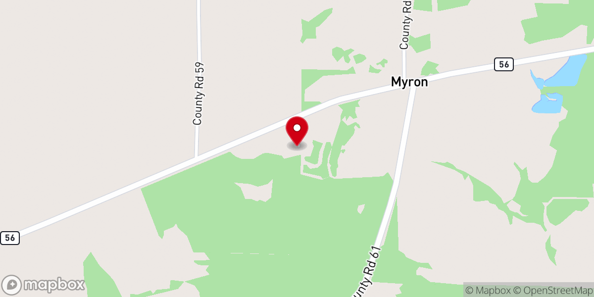 Map showing location of Myron Baptist Church