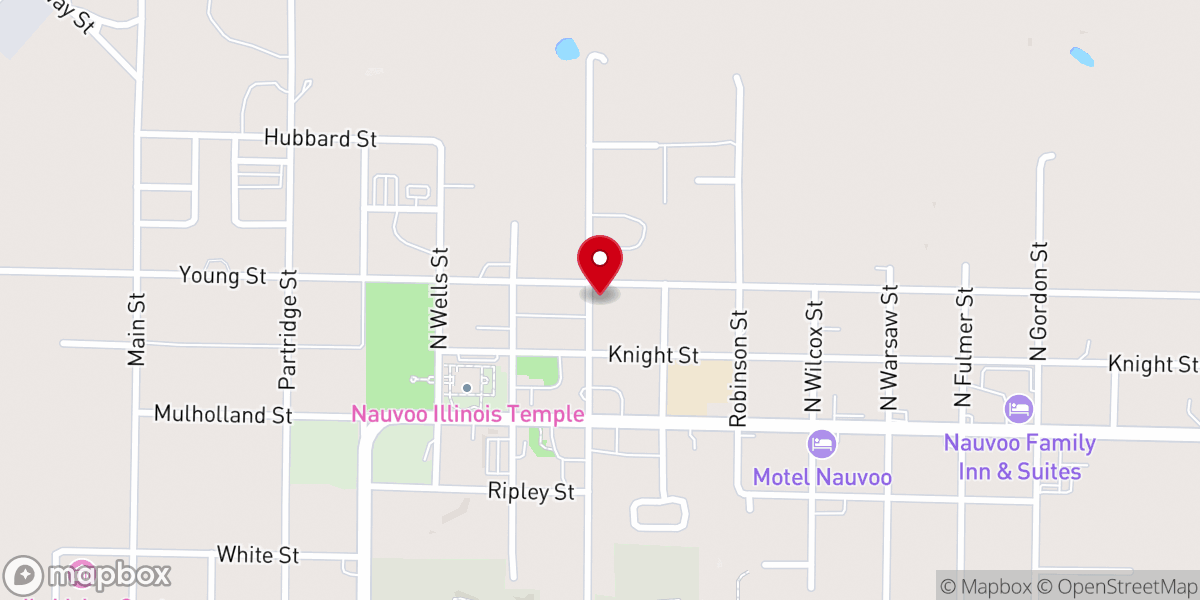 Map showing location of Nauvoo Kirche
