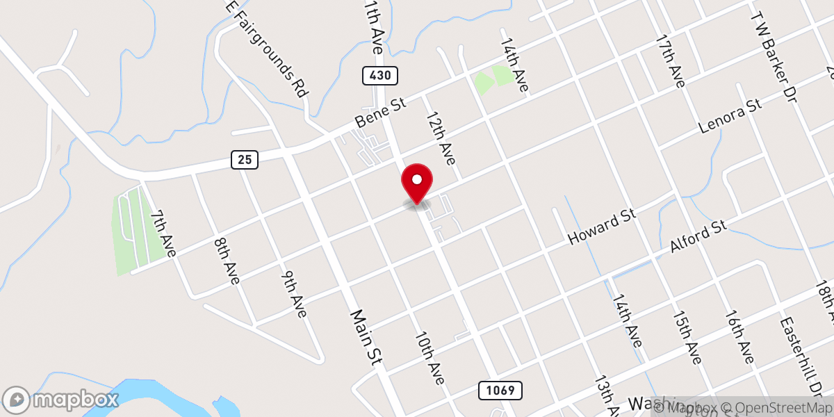 Map showing location of Rural Franklinton Water Corporation