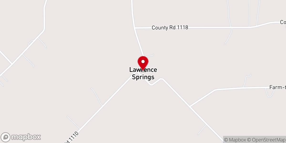 Map showing location of Lawrence Springs Baptist Church