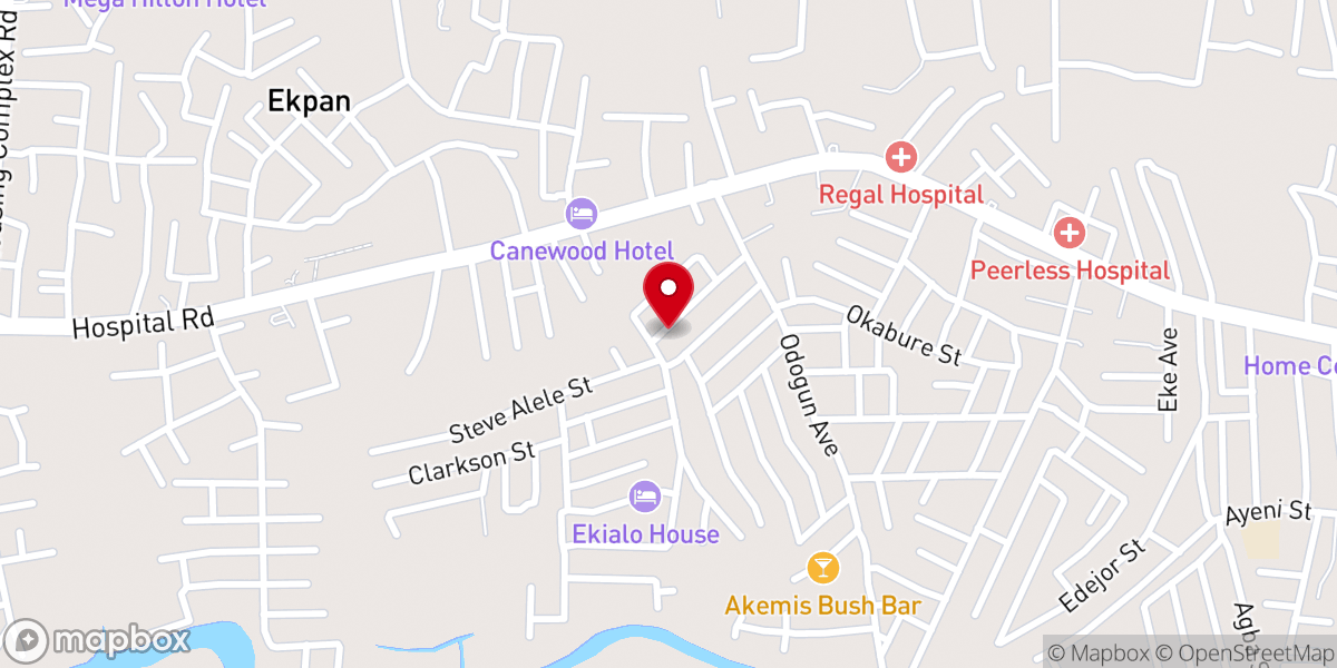 Map showing location of RCCG First Born Model Parish Warri