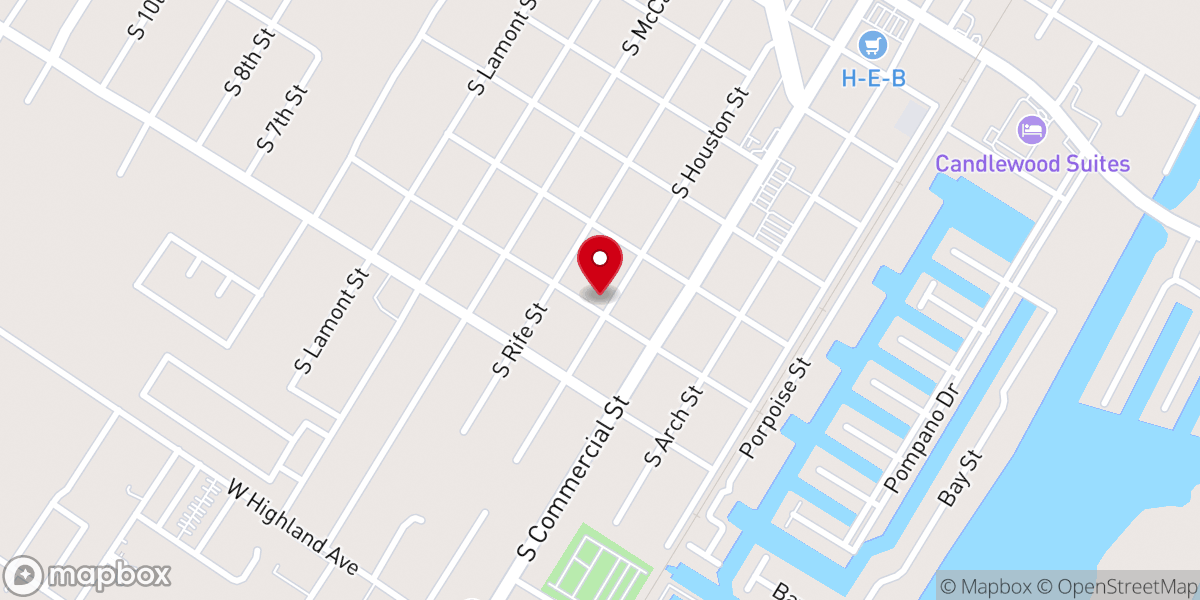 Map showing location of Church of Christ PO Box 696 Aransas Pass, TX 78335