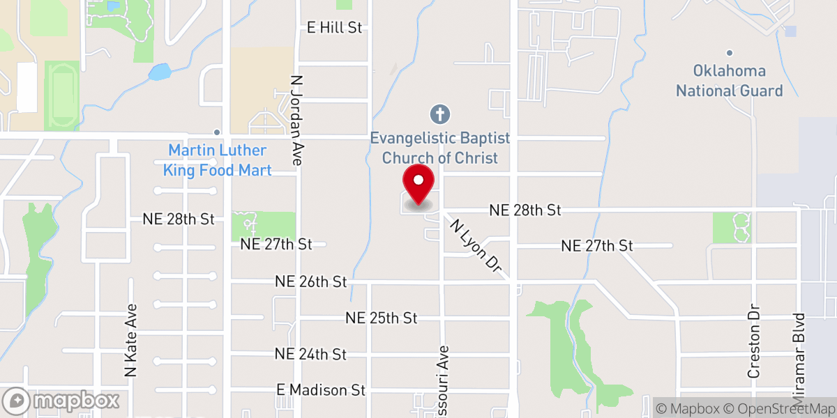 Map showing location of Prospect Baptist Church