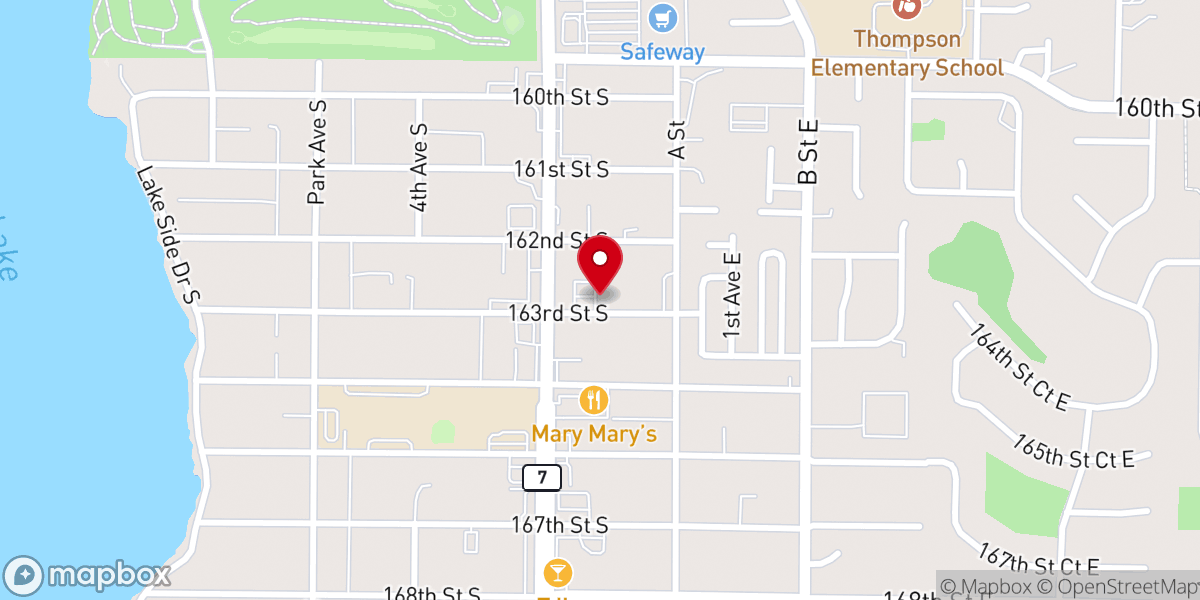 Map showing location of Spanaway United Methodist Church