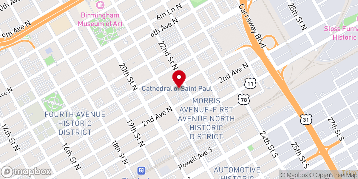 Map showing location of Catholic Diocese of Birmingham