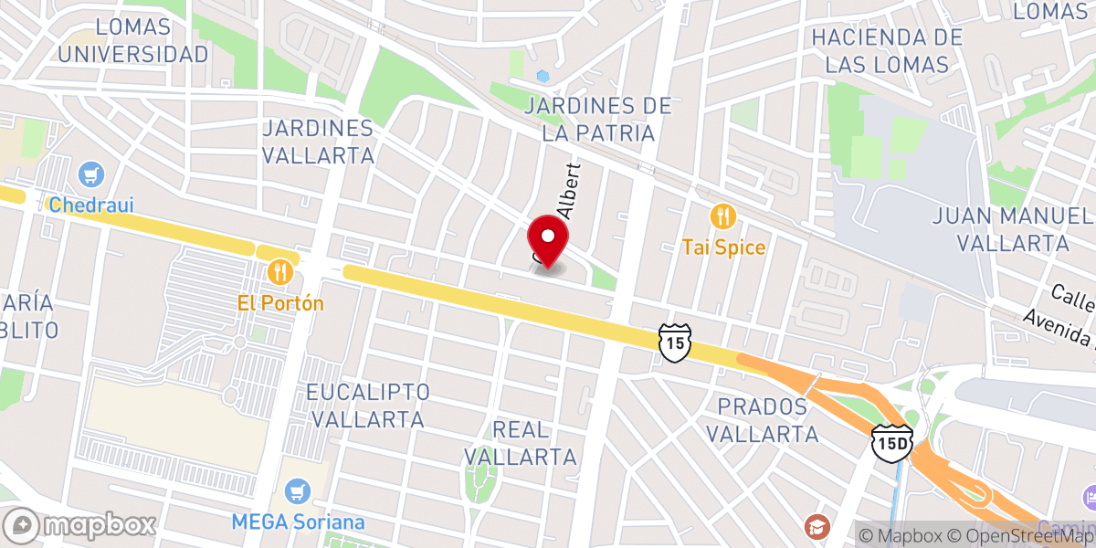 Map showing location of English Fellowship International Church of Guadalajara