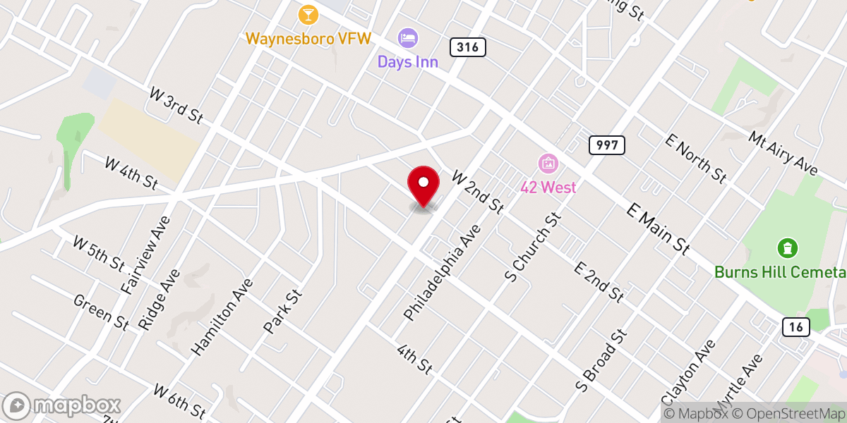 Map showing location of Calvary Assembly of God Church